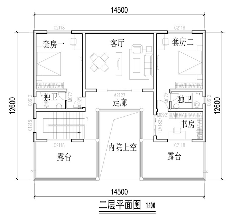 四合院二层平面图