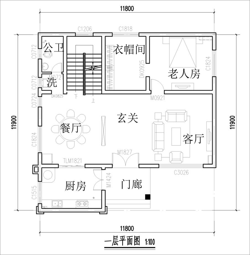 农村二层小别墅平面图