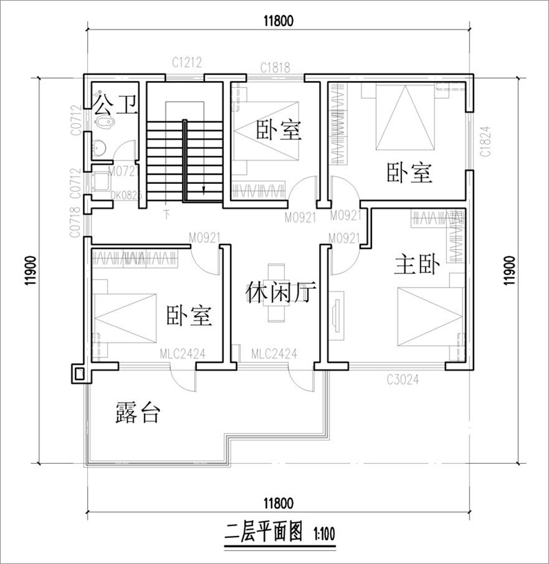 现代别墅二层平面图