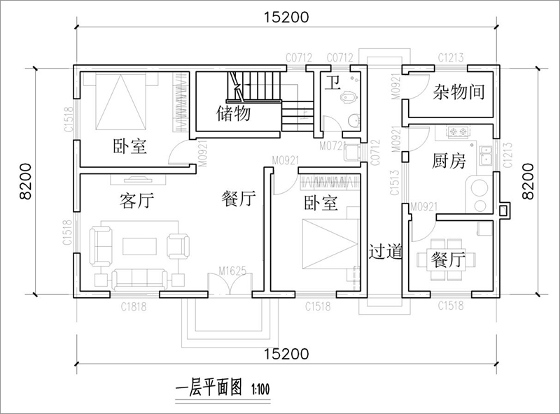 100平方农村简单二层楼房设计图纸