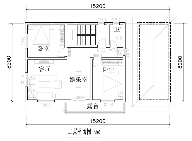 100平方农村简单二层楼房户型图