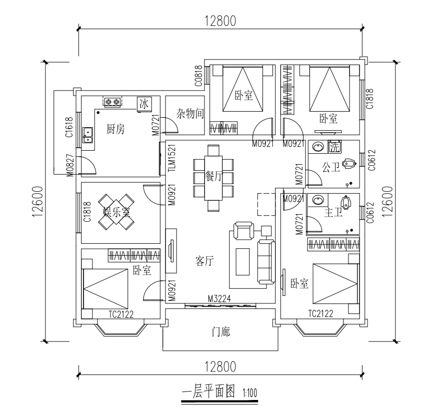 140平方一层自建房设计平面图