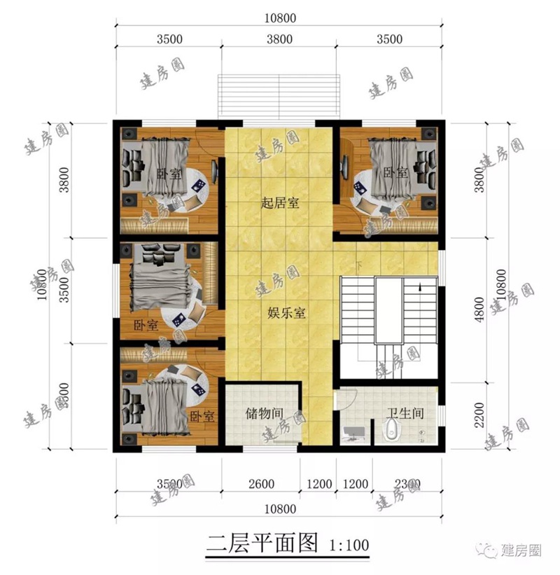 二层平面效果图