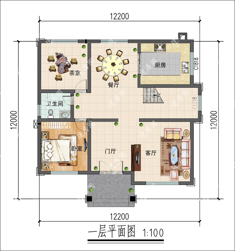 别墅一层平面图