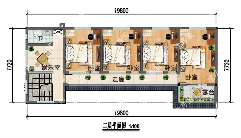 130平方米二层中式别墅户型图