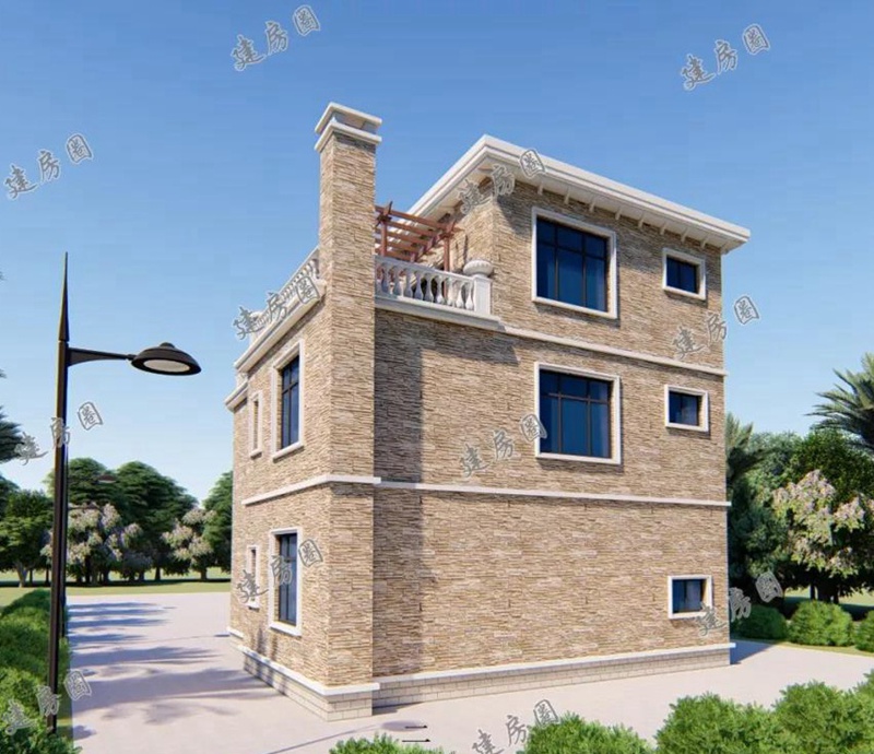 10X11米两层半自建房外观设计图