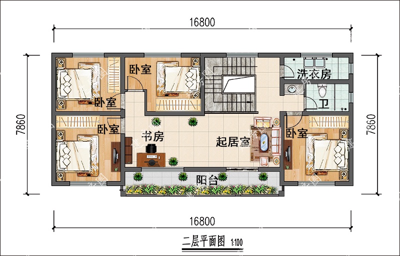 农村四间两层自建房平面图