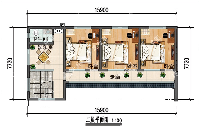 农村L型两层楼房户型图