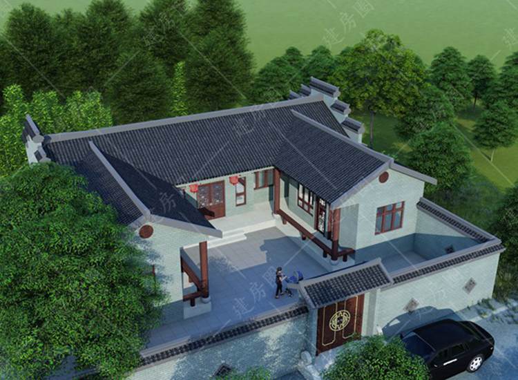 农村徽派建筑别墅图纸-中式马头墙造型