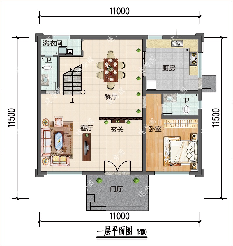 11米x11米户型图三房图片