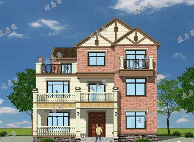 农村三层英式住宅设计图纸，挑空客厅+大开间+大露台