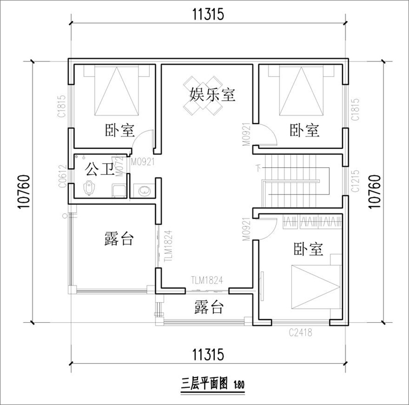 农村11米x11米房屋三层平面图