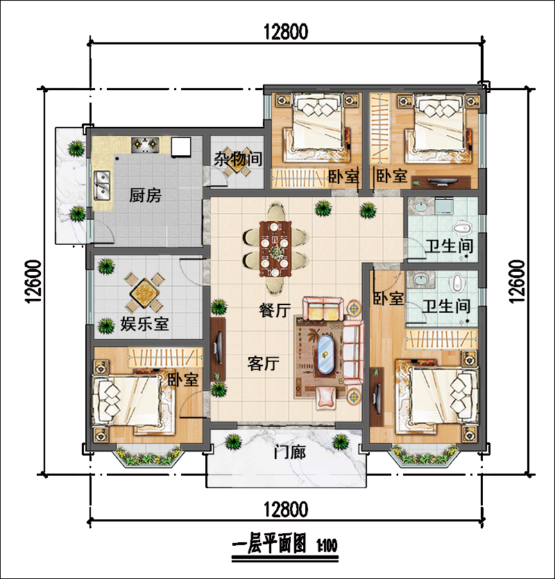 140平方一层自建房设计平面图