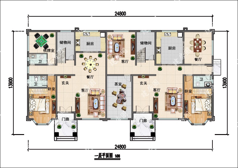 双拼自建房平面图