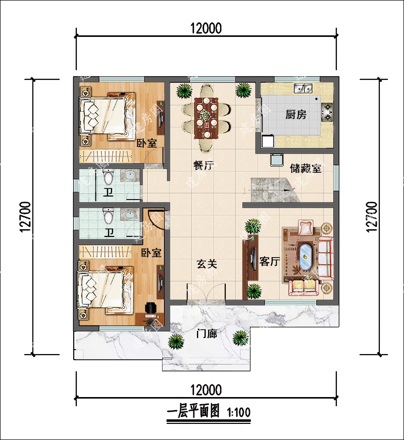 农村160平米一层户型图图片