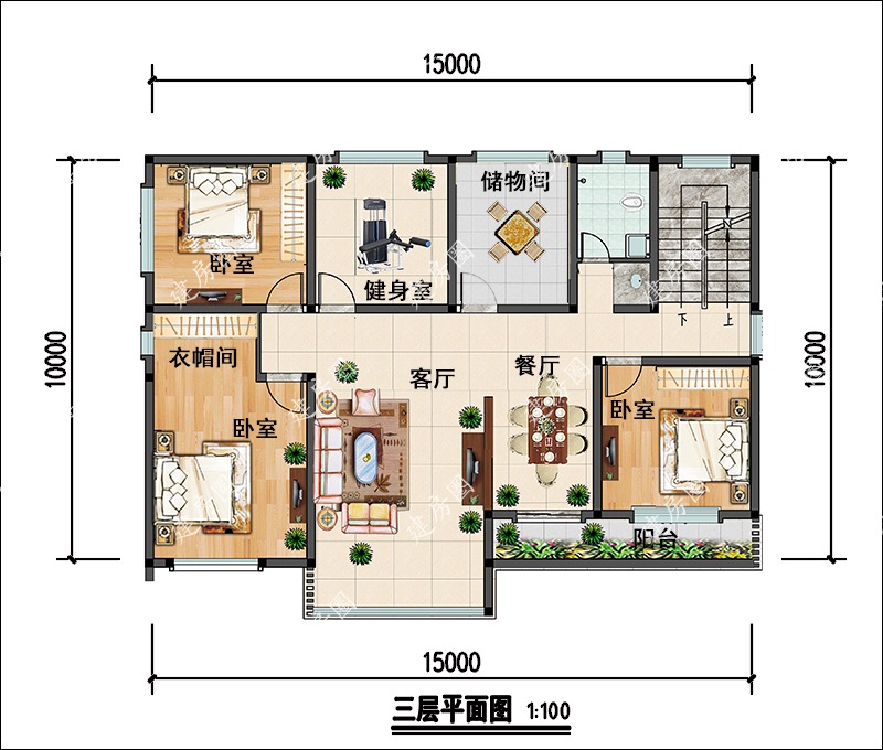 三层平面布局图
