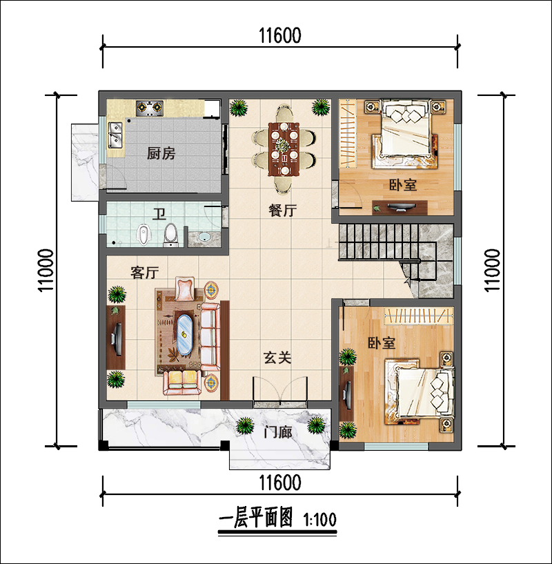 农村一层自建房平面图