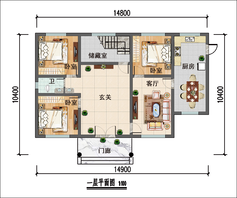 15x10米自建房平面图