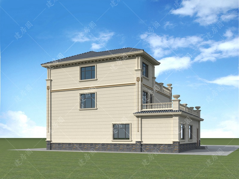 17米x14米农村三层自建房外观图片