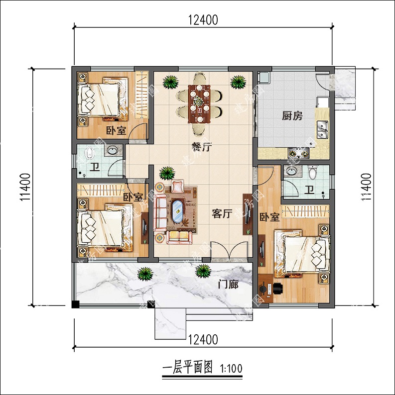 农村160平米一层户型图图片