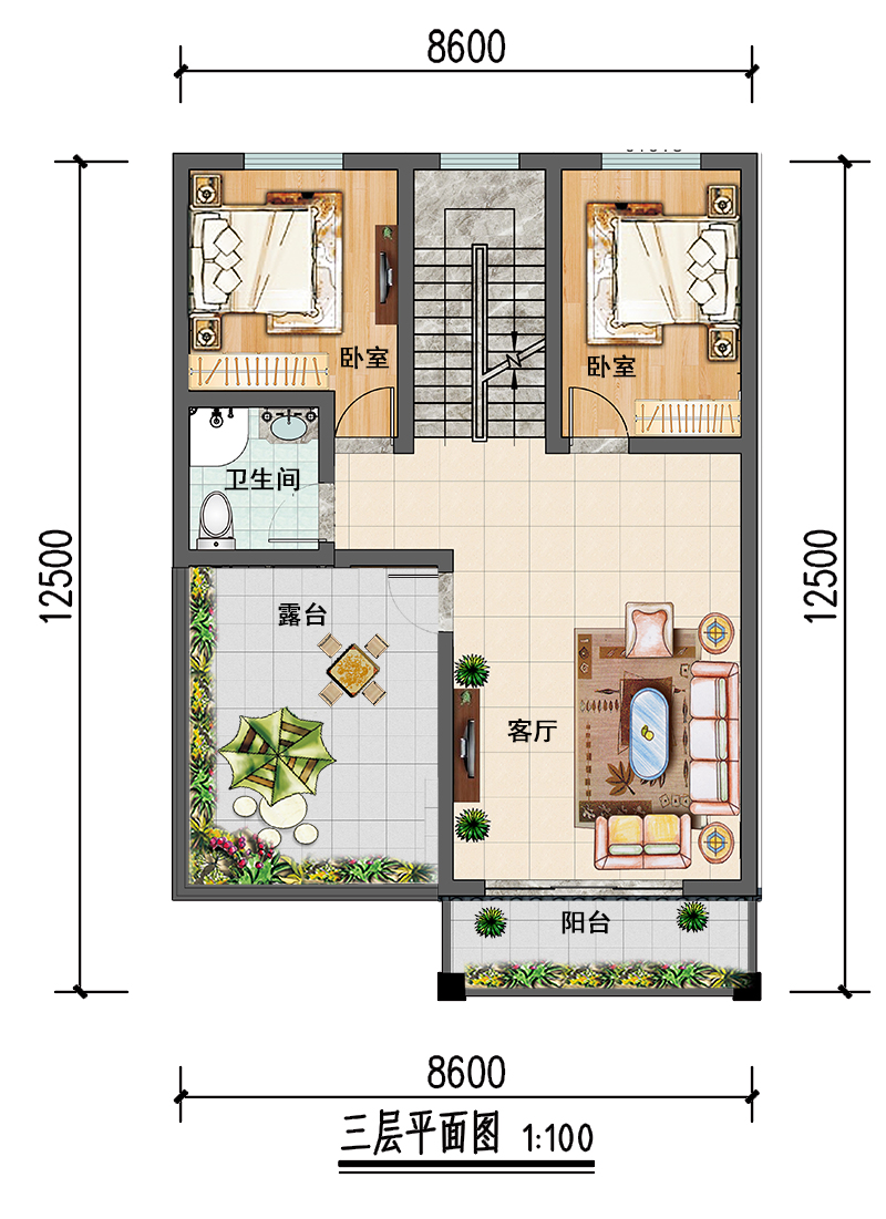 8x10三层农村建房图纸图片