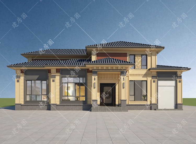 19米x10米农村二层别墅设计图纸，新中式外观时尚经典