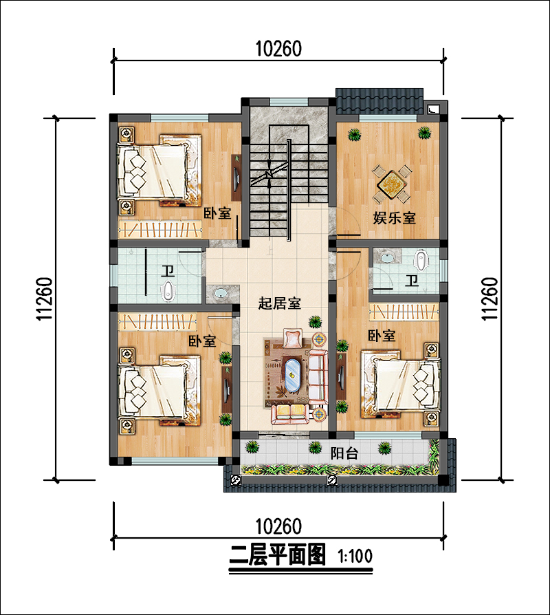 二层自建房平面图