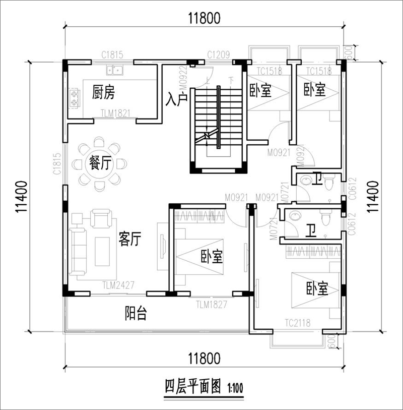 四层平面布局图