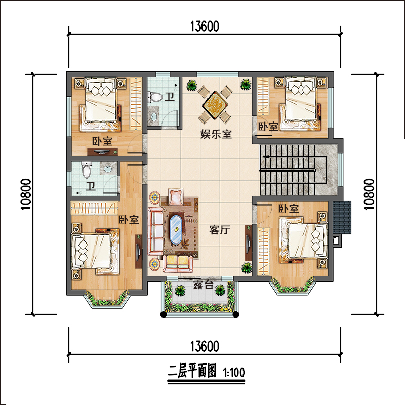 二层自建房平面图