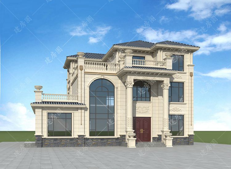17米面宽农村房屋设计图纸，大面宽自建房别墅设计