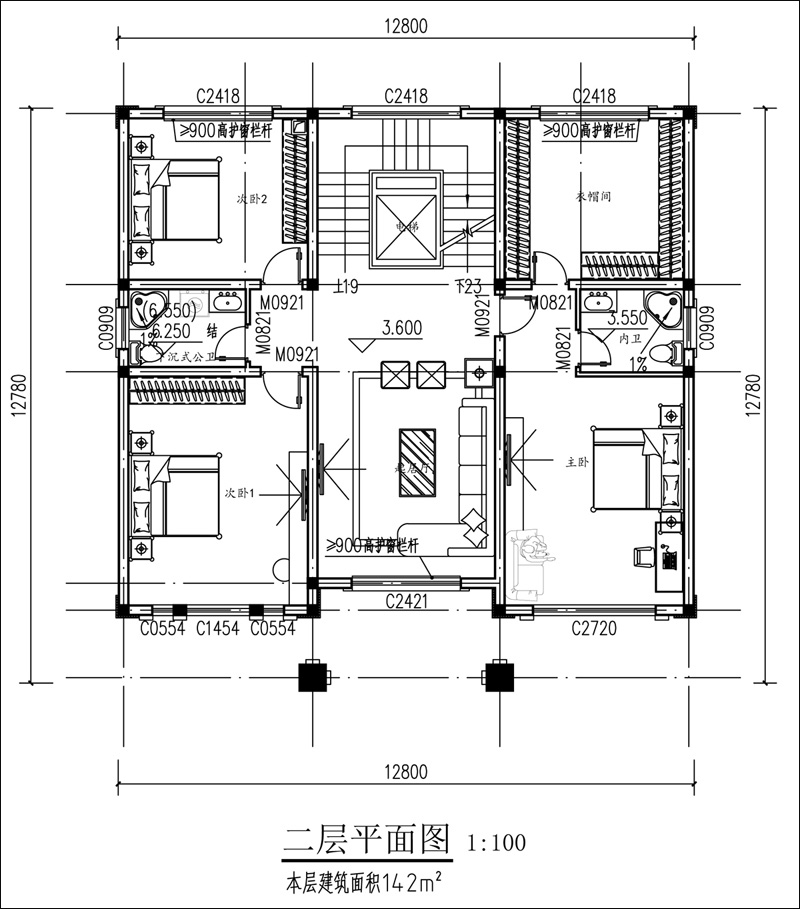 二层平面户型图、