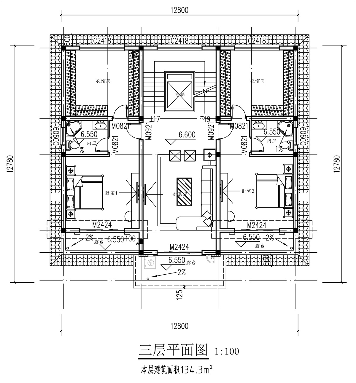 三层平面布局图